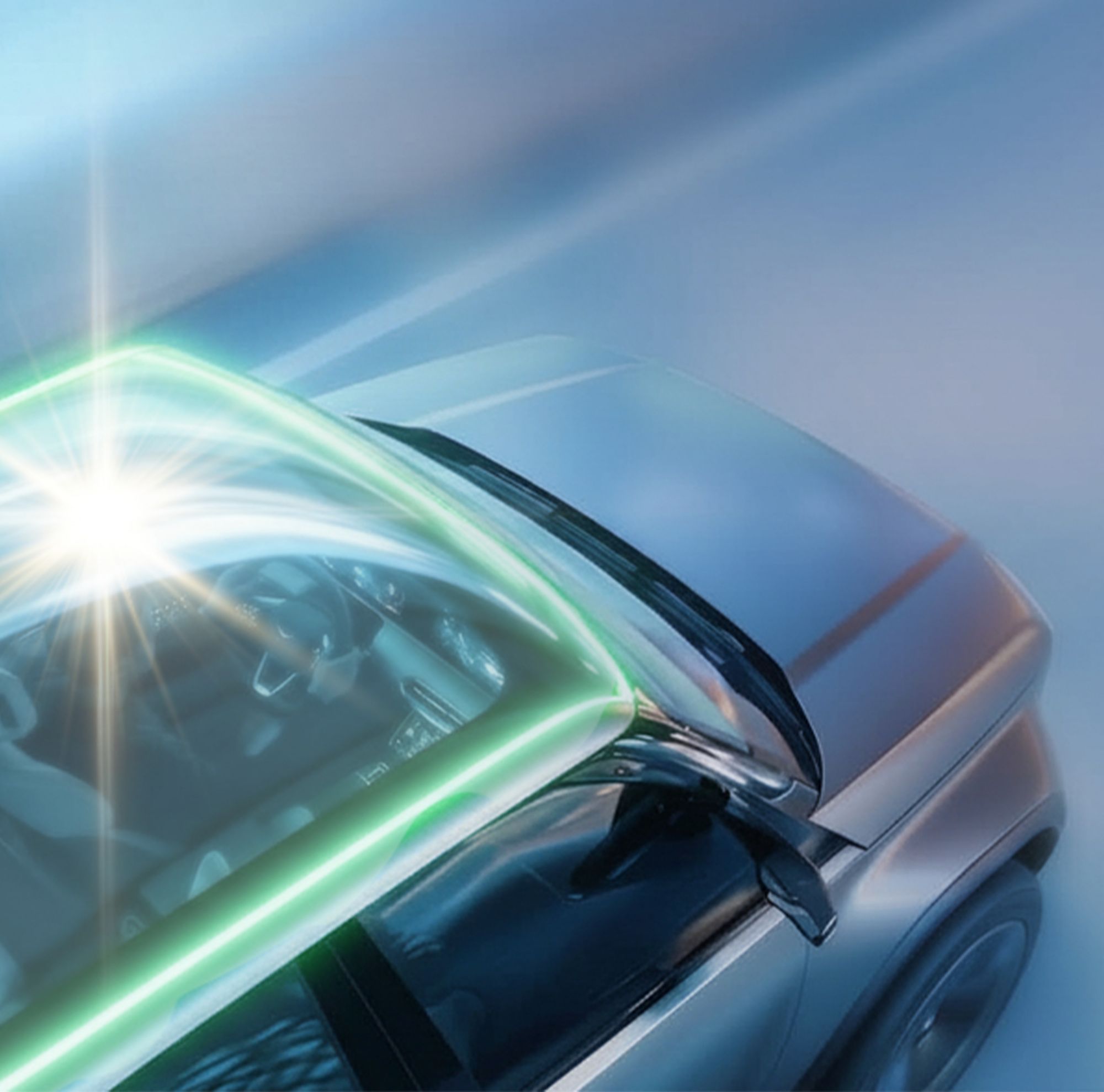 SUV sunroof with reflection  